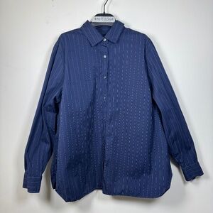 Hudson North Navy Striped Casual Button Down Shirt